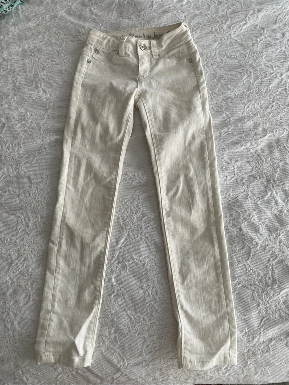 Justice Cream Skinny Jeans for Kids